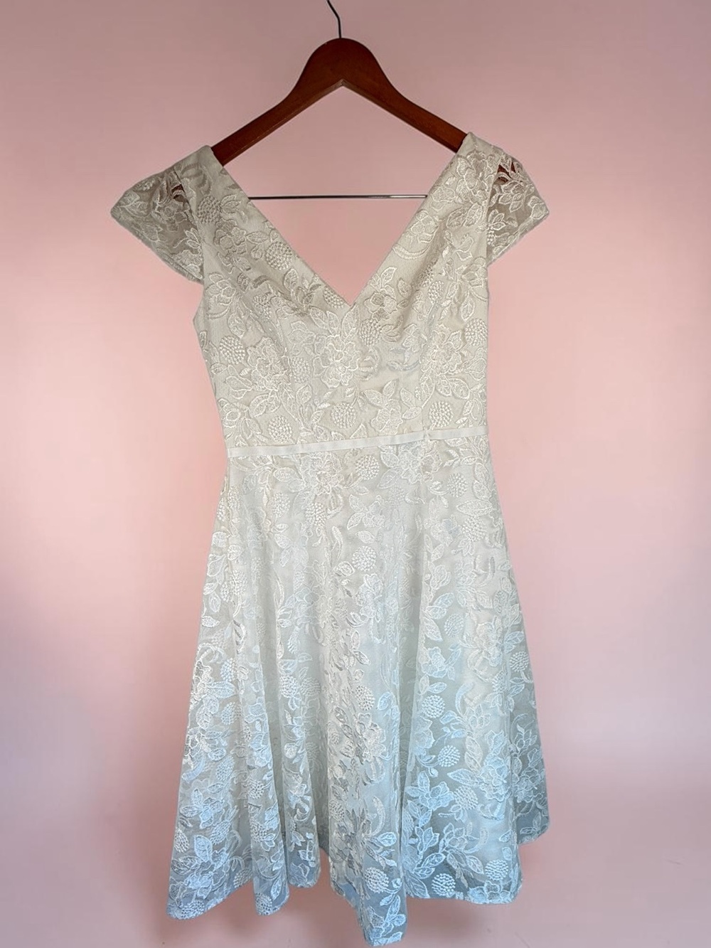 DB Studio Ivory Embroidered Lace Fit Flare Dress Size 6 Bridal wedding party